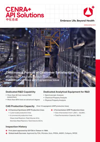 Chunghwa Chemical Synthesis & Biotech Co., Ltd.-CDMO-CCSB-CAS - Trusted API Supplier on Pharmaoffer Chunghwa Chemical Synthesis & Biotech Co., Ltd.-CDMO-CCSB-CAS APIs on Pharmaoffer