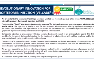 Shilpa Medicare Receives USFDA Approval for Liquid Bortezomib Injection (Velcade®)